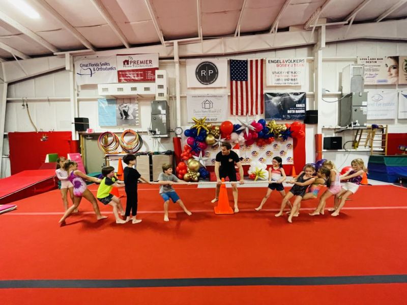 Gymnasts tug of war